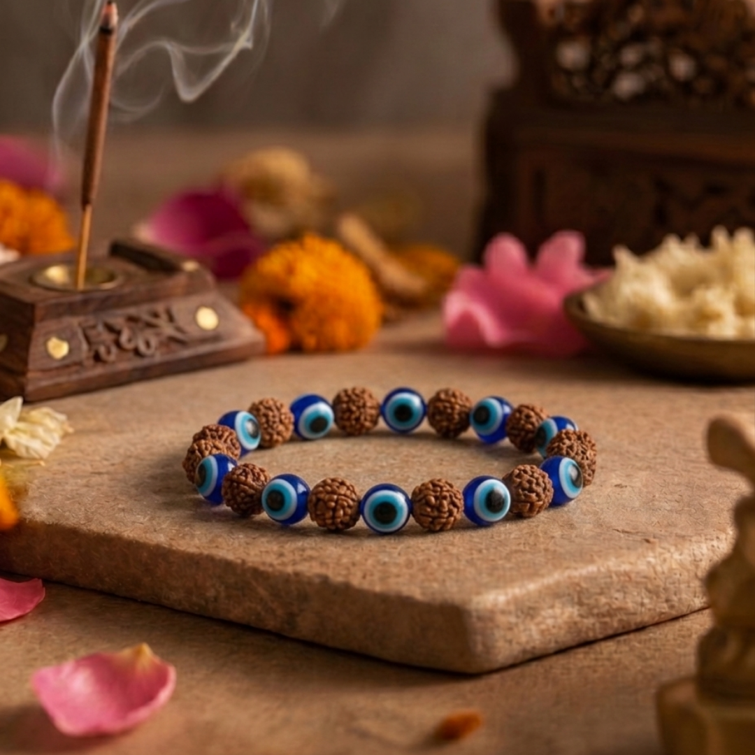 Rudraksha & Evil Eye Bracelet