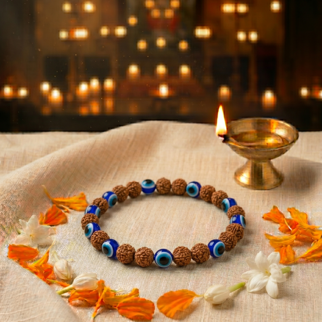 Rudraksha & Evil Eye Bracelet
