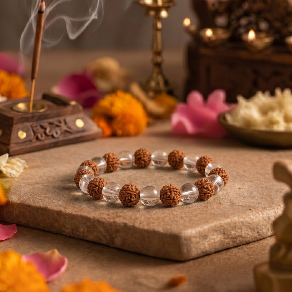 Sphatik + Rudraksha Bracelet