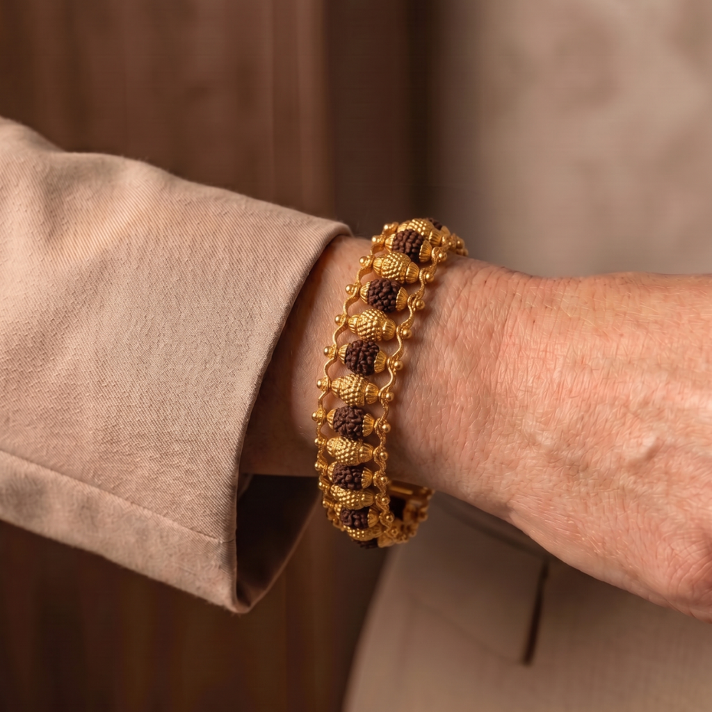 Rudraksha Gold Plated Bracelet