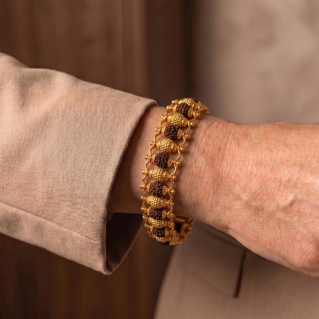 Rudraksha Gold Plated Bracelet
