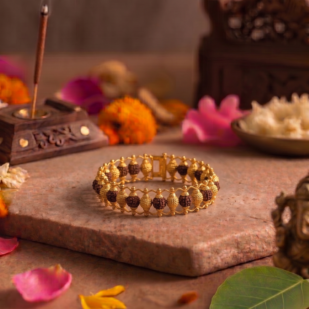 Rudraksha Gold Plated Bracelet