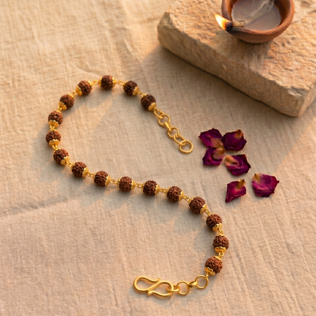 Golden Cap Rudraksha Bracelet