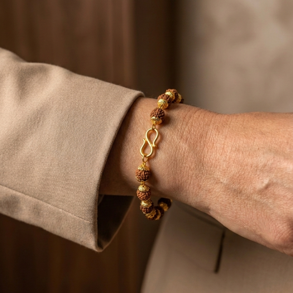 Golden Cap Rudraksha Bracelet