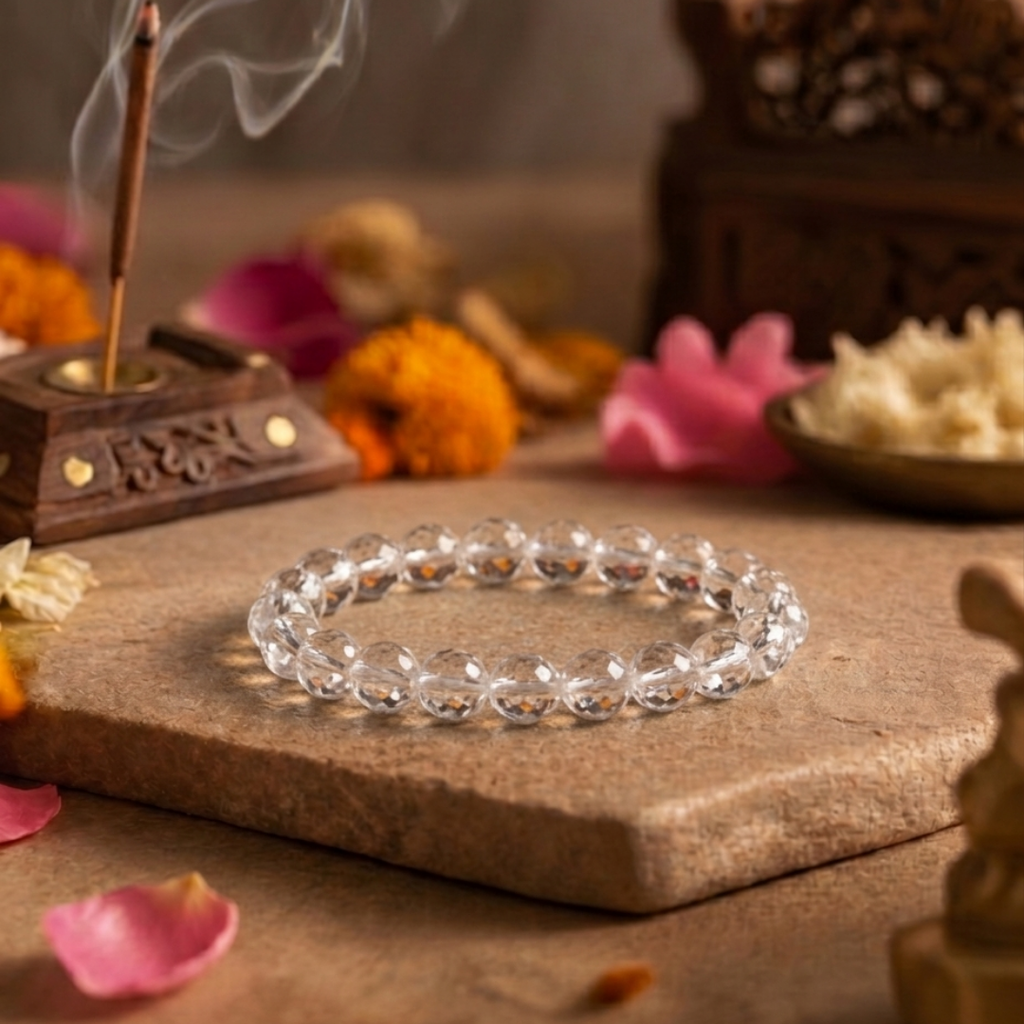 Natural Sphatik (Clear Quartz) Bracelet