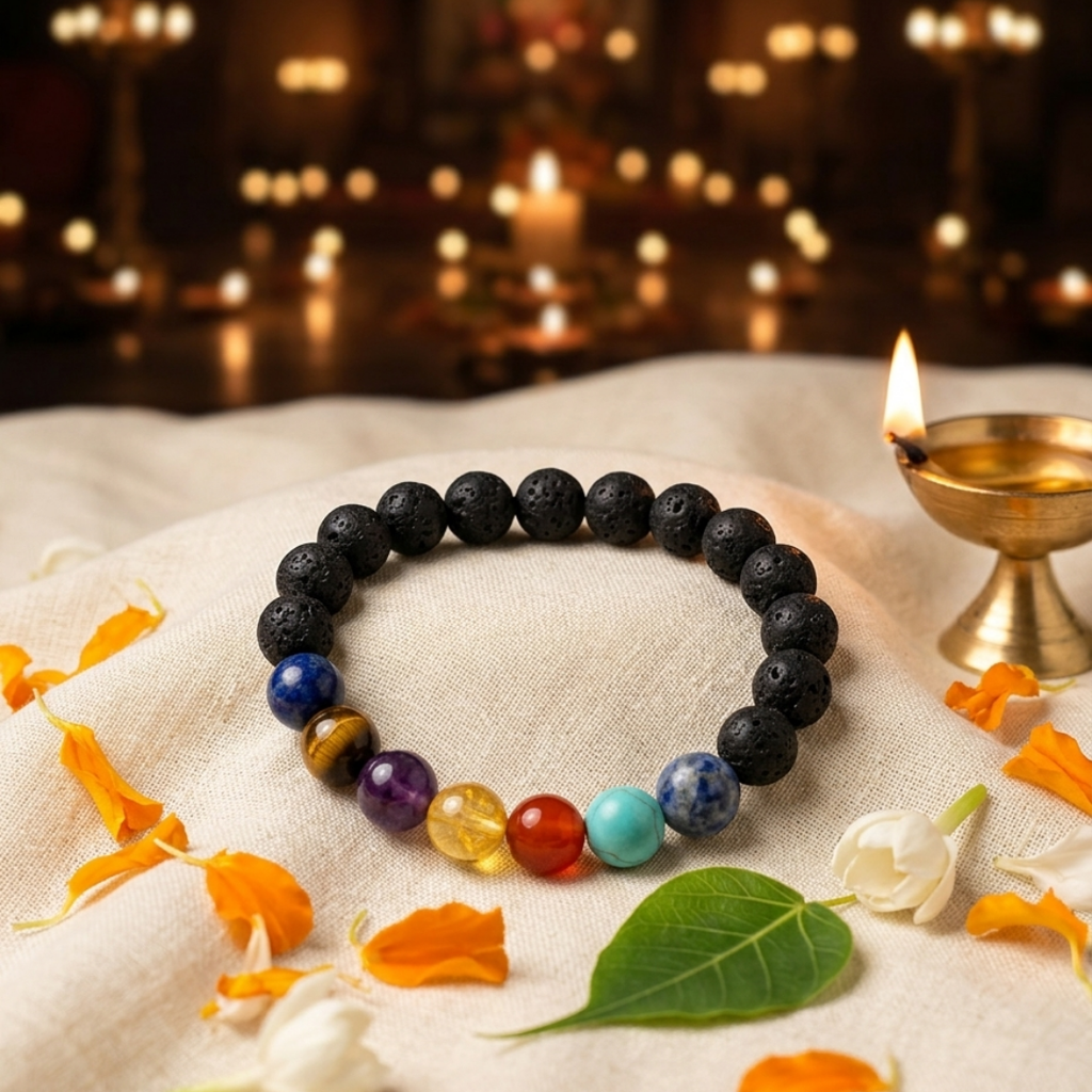 7 Chakra Lava Bracelet