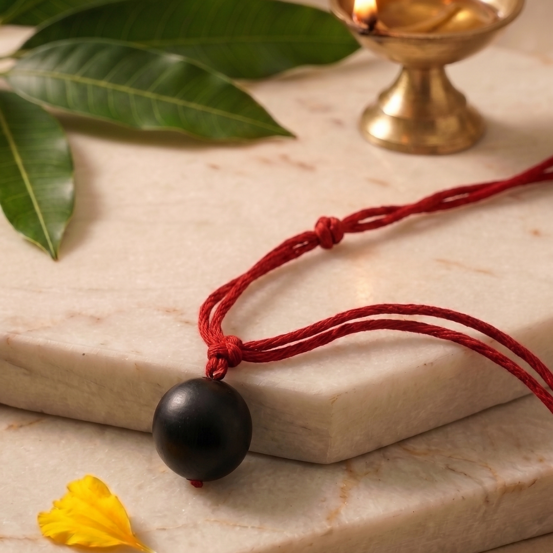 Karungali Bead with Silver Plated Cap