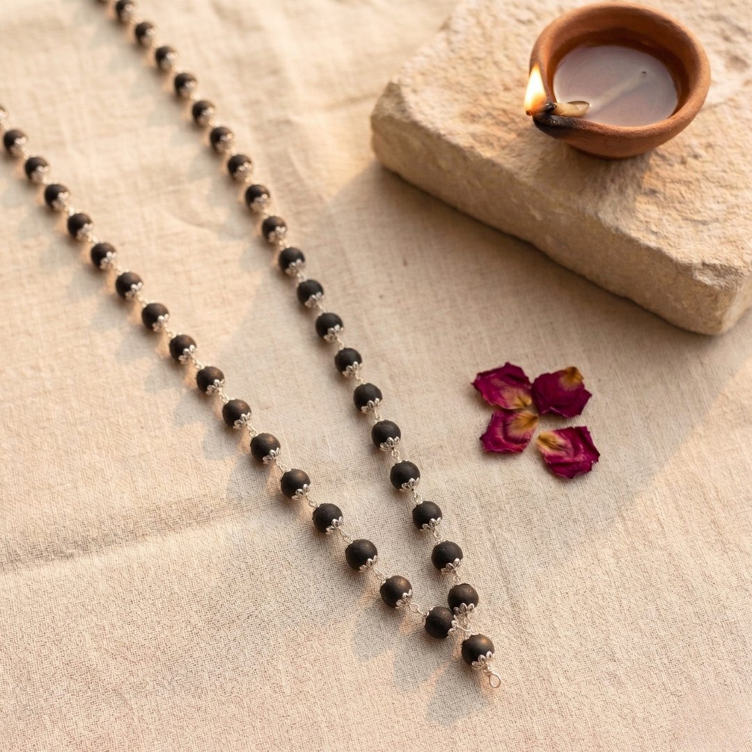 Karungali Silver Capped Mala