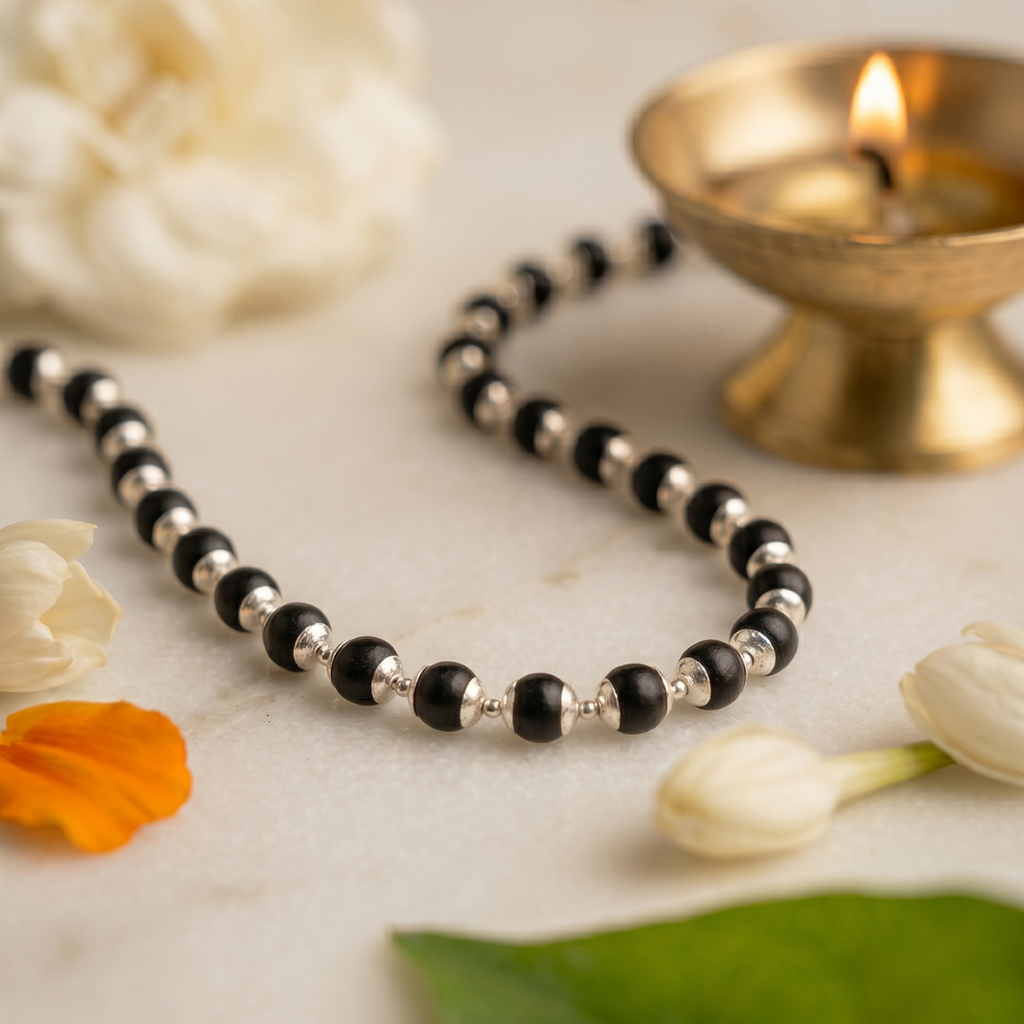 Karungali Silver Capped Mala
