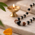 Silver Capped Karungali Malai with 6 Mukhi Rudraksha