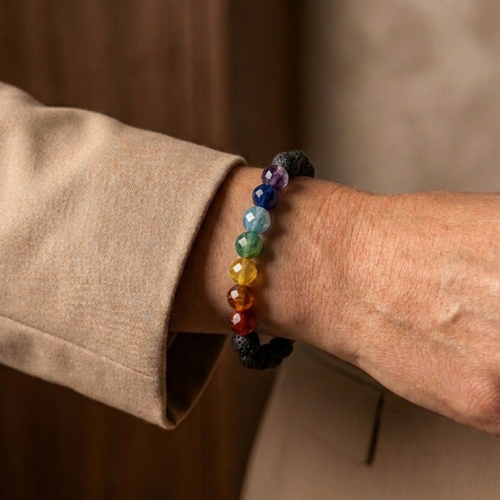 7 Chakra Lava Bracelet