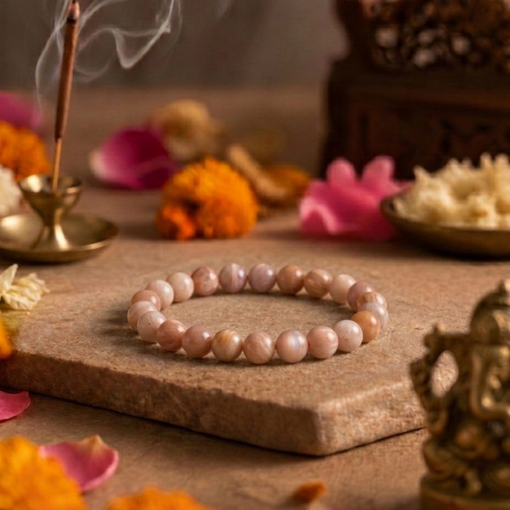 Natural Pink Moonstone Bracelet