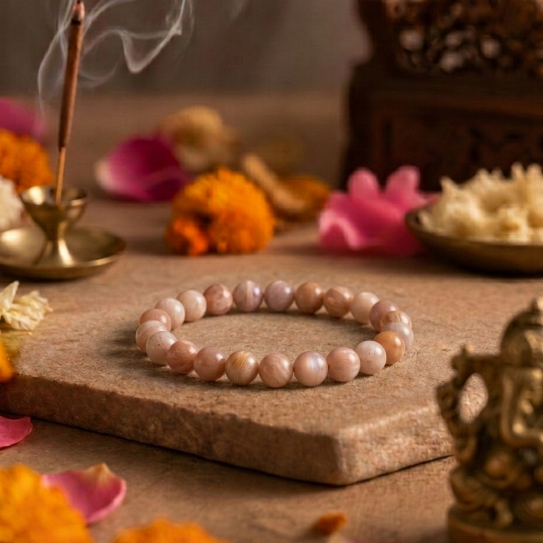 Natural Pink Moonstone Bracelet