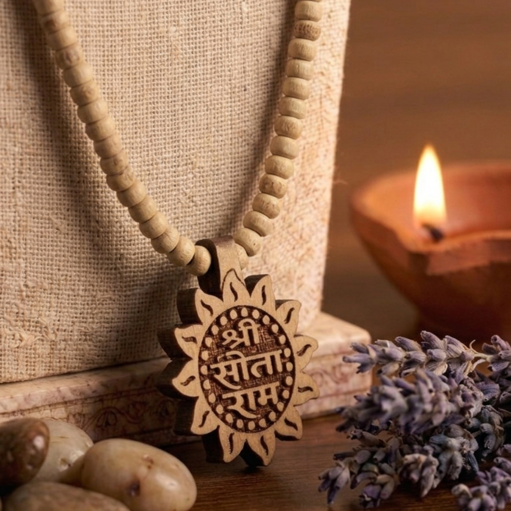 Shri Sita Ram Engraved Tulsi Mala
