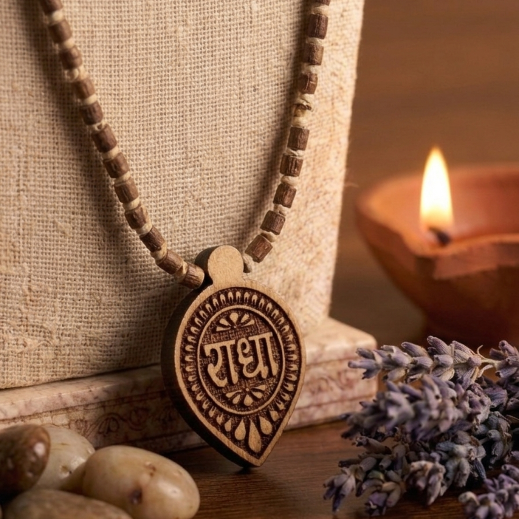 Shri Radha Engraved Pure Tulsi Mala