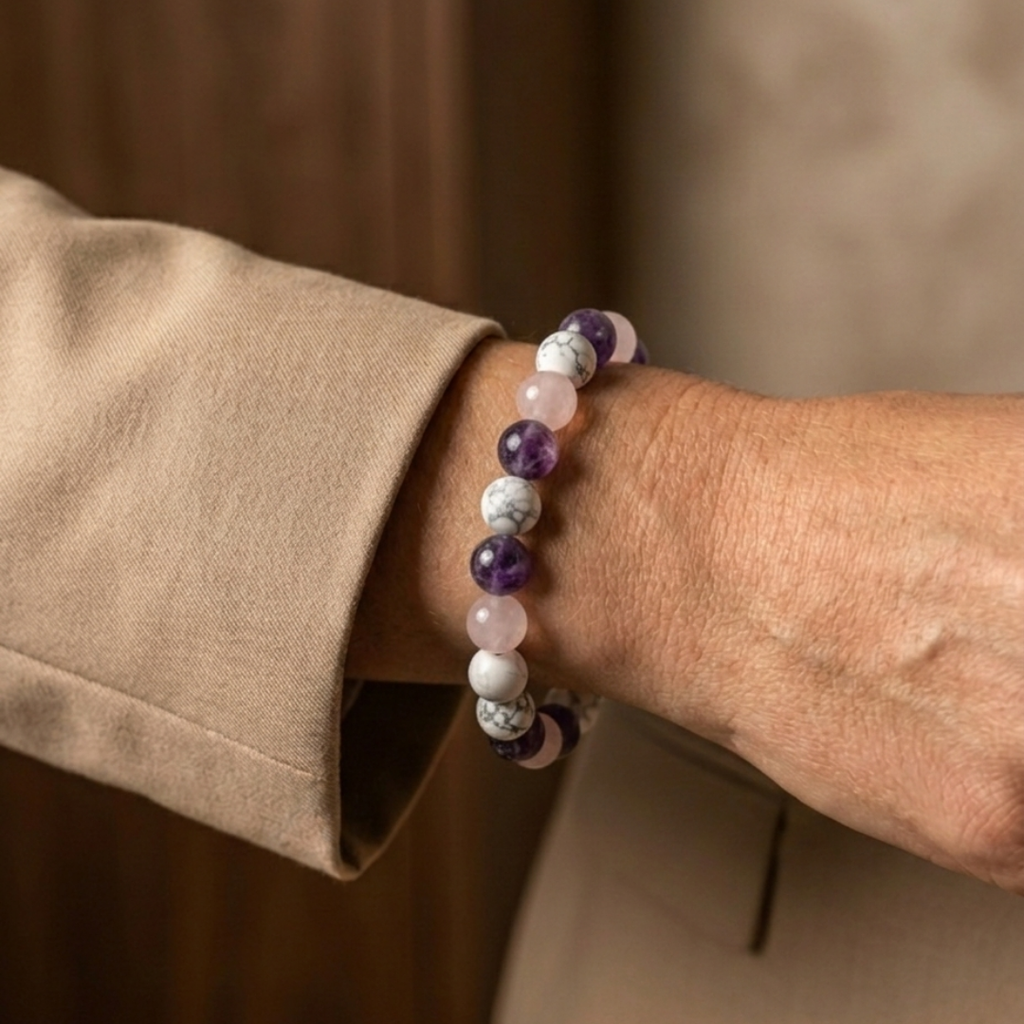Insomnia Combination Bracelet (Rose Quartz, Amethyst, Howlite)