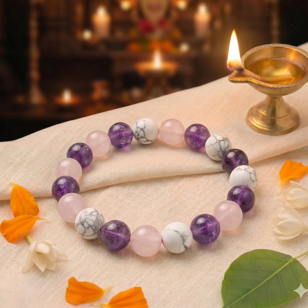 Insomnia Combination Bracelet (Rose Quartz, Amethyst, Howlite)