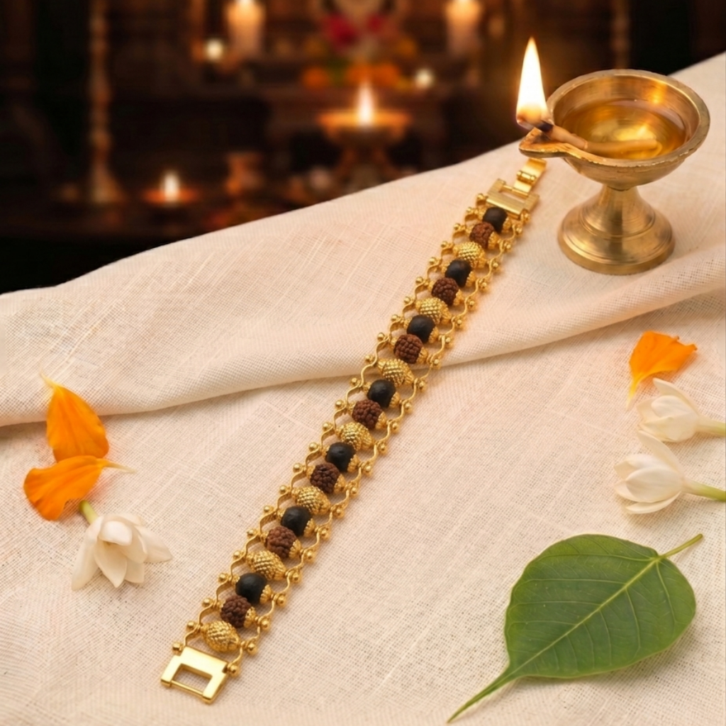 Karungali & Rudraksha Gold Plated Bracelet