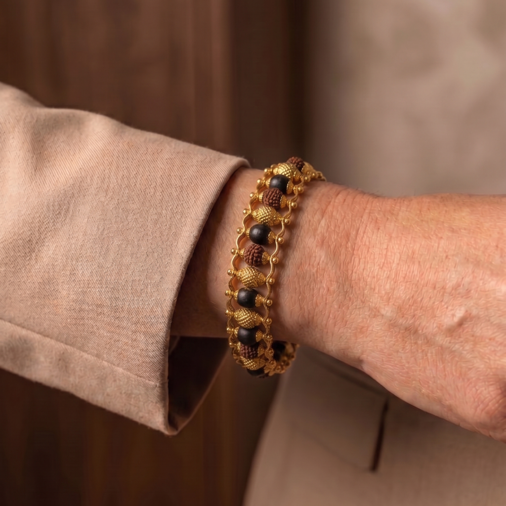 Karungali & Rudraksha Gold Plated Bracelet