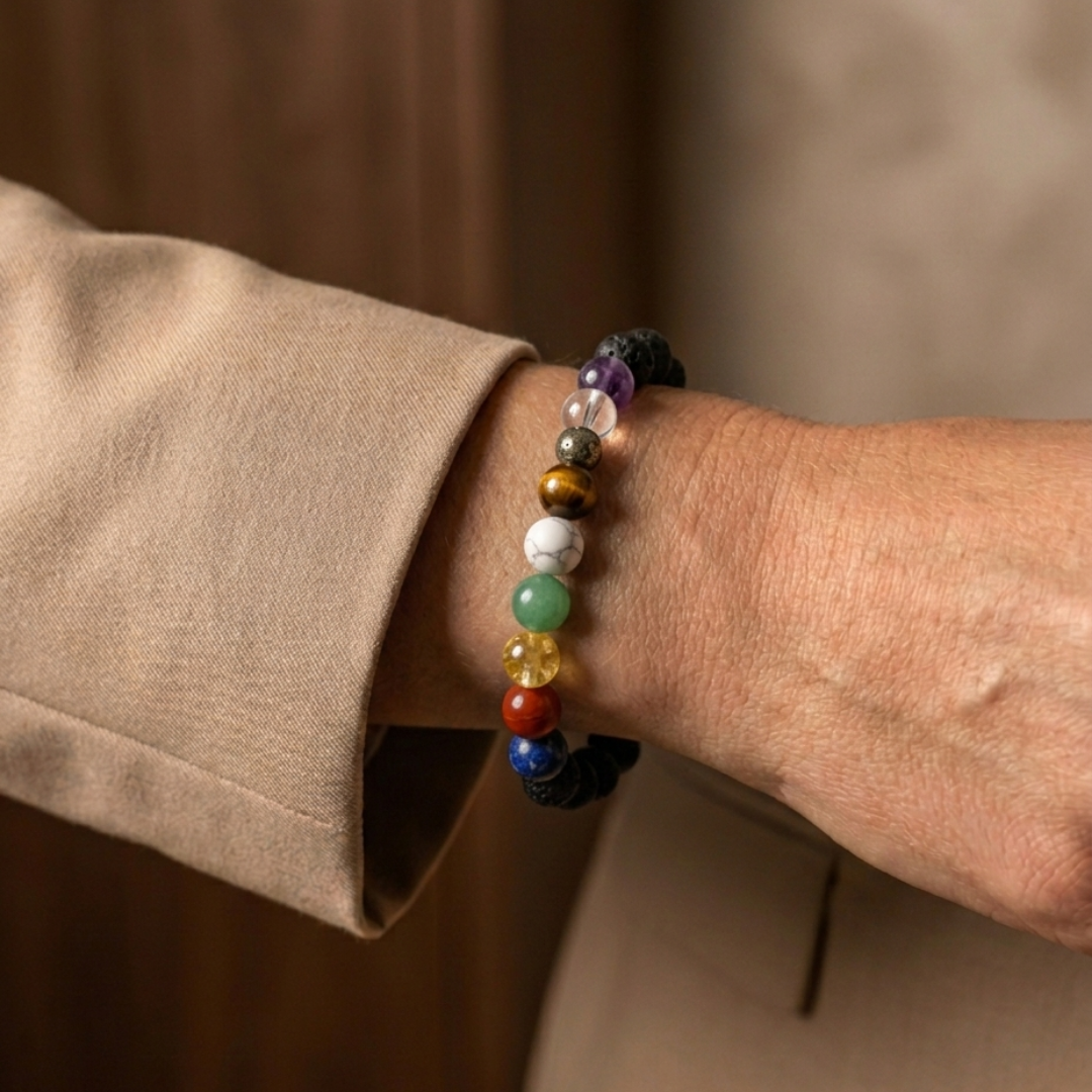 9 Chakra + Lava Bracelet