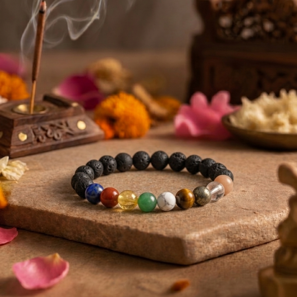 9 Chakra + Lava Bracelet