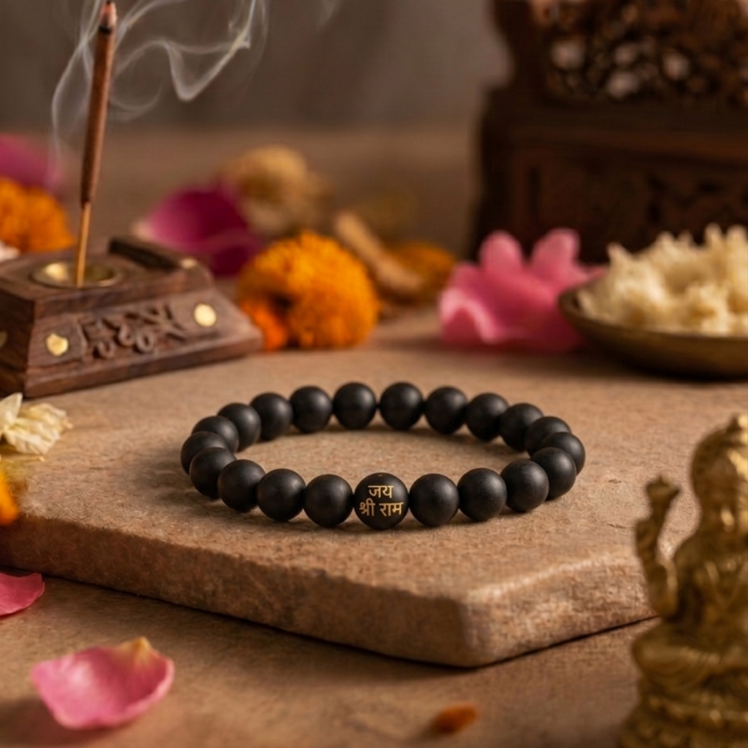 Karungali Bracelet with Jai Shri Ram Print
