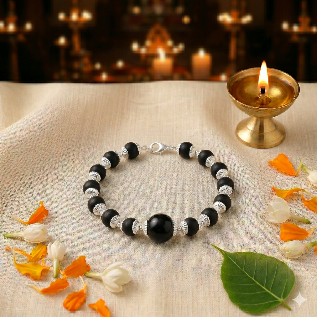 Karungali Mini Silver Cap Bracelet