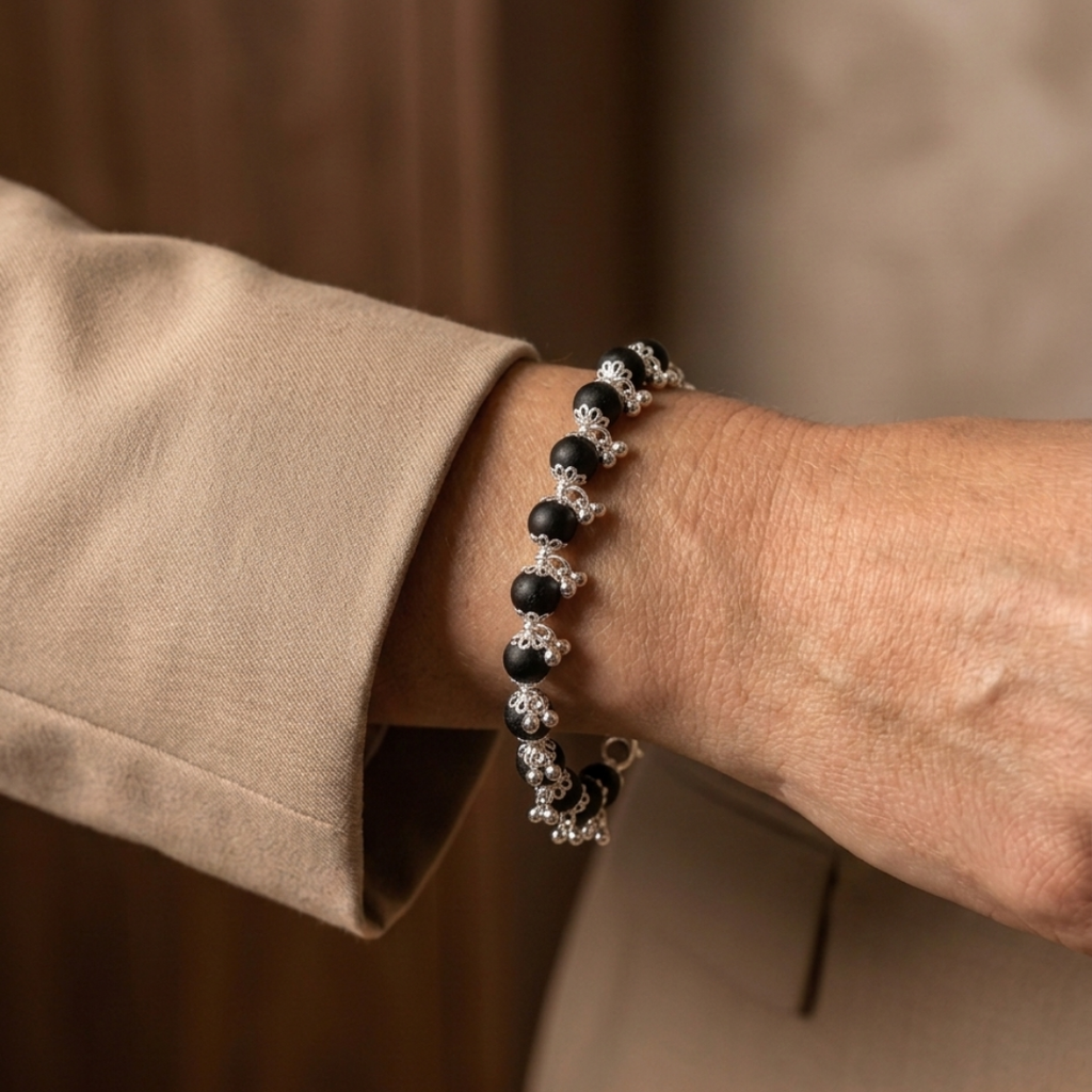 Karungali Silver Plated Bracelet