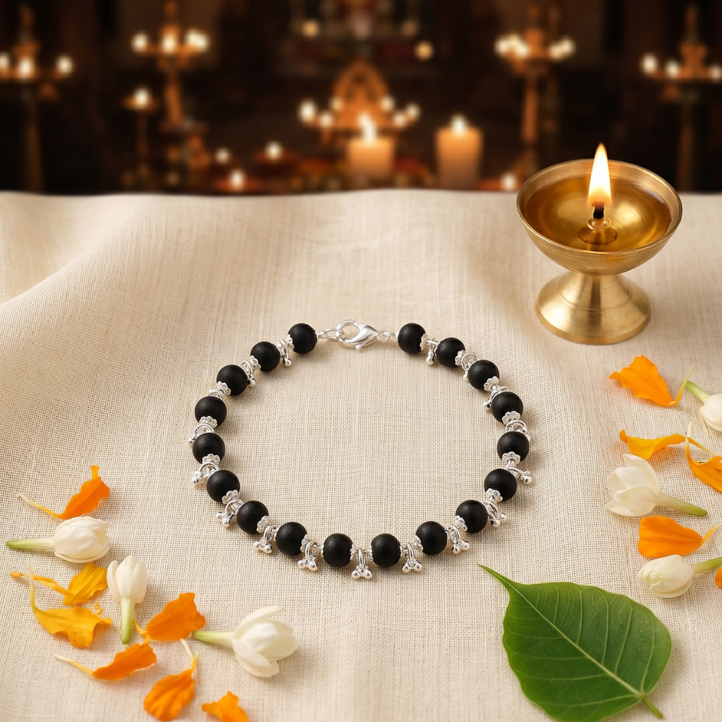 Karungali Silver Plated Bracelet