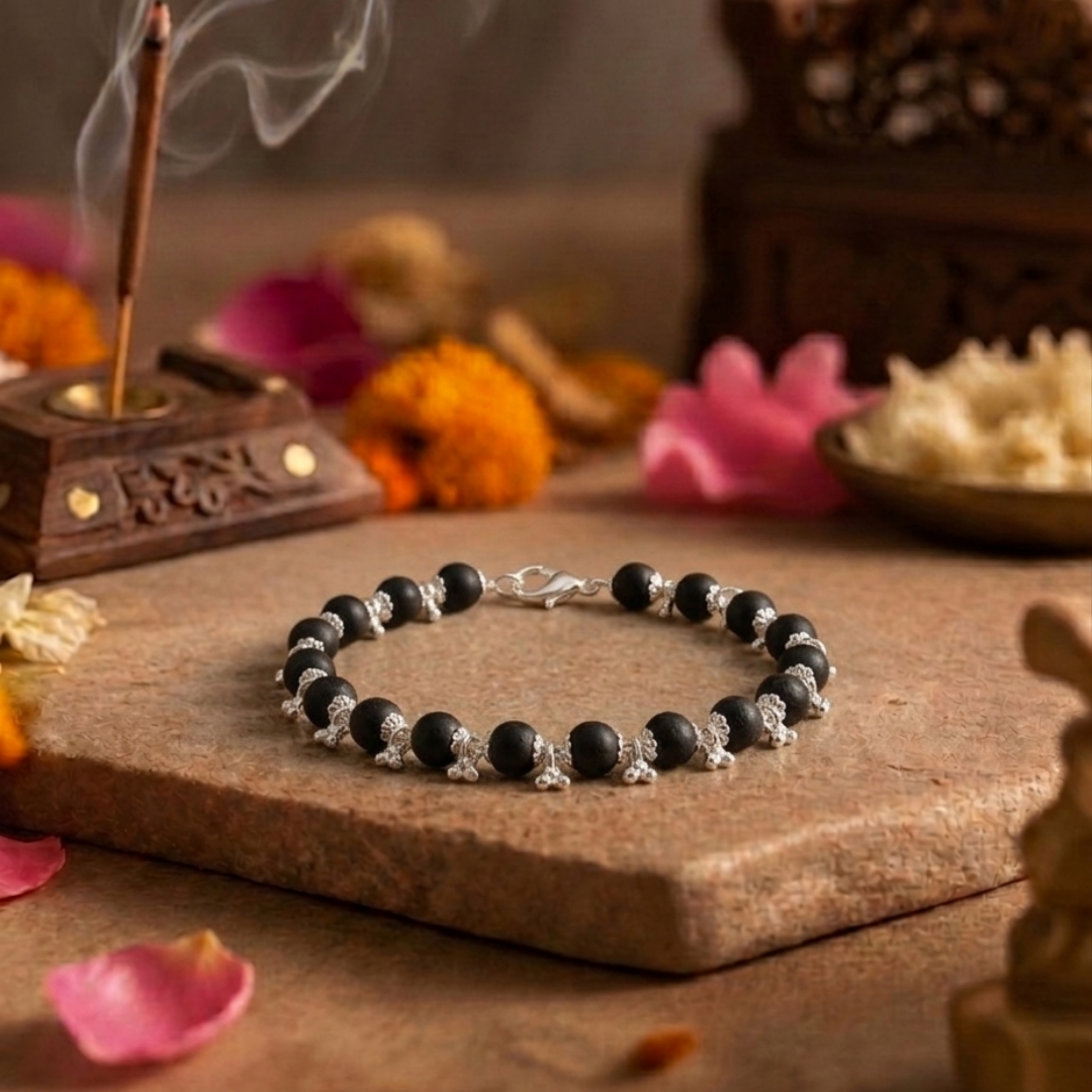Karungali Silver Plated Bracelet
