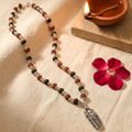 Karungali & Rudraksha Silver Capped Mala with Lord Murugan Pendant