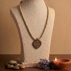 Shri Radha engraved Tulsi mala by Saadhak with sacred Tulsi beads for devotion, peace, spiritual growth, and daily wear.