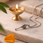 Jai Shri Ram engraved Gada necklace by Saadhak featuring a silver pendant symbolizing strength, devotion, and protection.