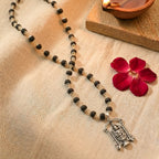 Karungali silver cap mala by Saadhak with Balaji pendant for protection, devotion, spiritual balance, and everyday wear.