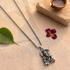 Meditating Bajrangbali silver pendant by Saadhak symbolizing strength, devotion, protection, and everyday spiritual wear.