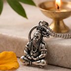 Meditating Bajrangbali silver pendant by Saadhak symbolizing strength, devotion, protection, and everyday spiritual wear.
