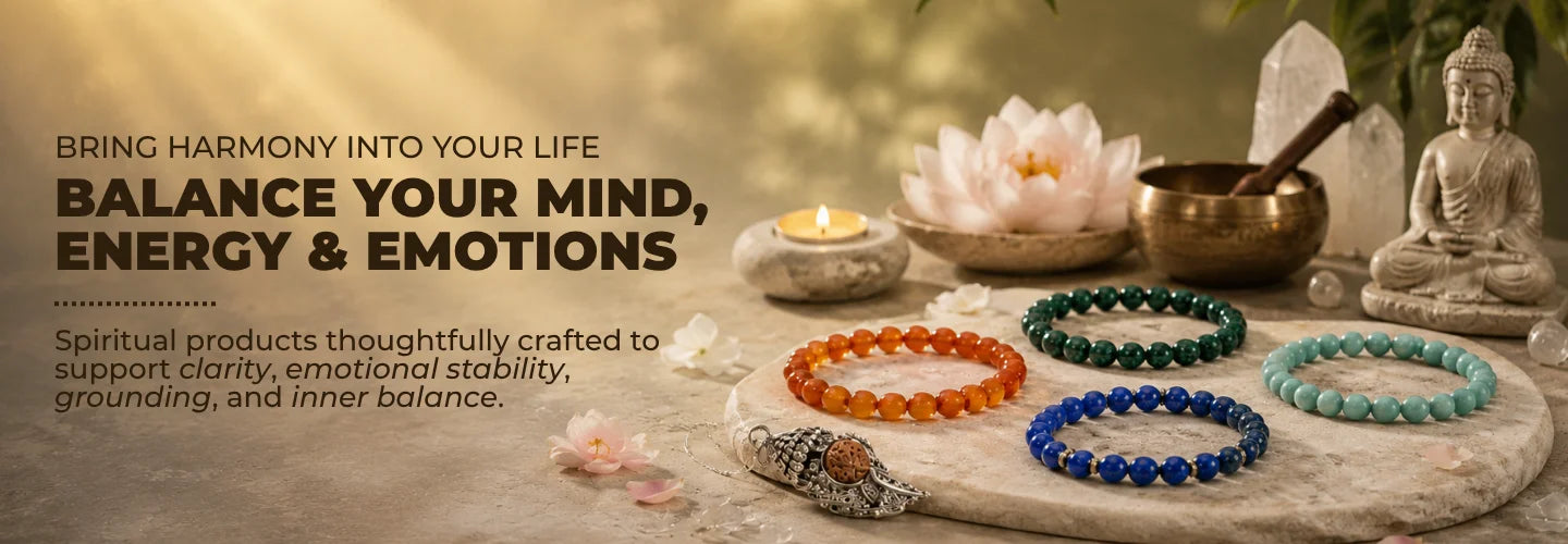 Shop spiritual jewellery for balance and harmony by Saadhak featuring handcrafted malas, bracelets, and sacred accessories.