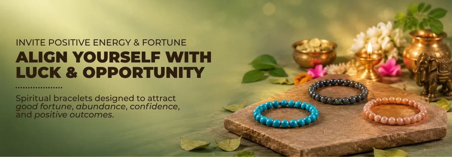 Shop spiritual jewellery for luck and positive energy by Saadhak featuring handcrafted malas, bracelets, and sacred accessories.