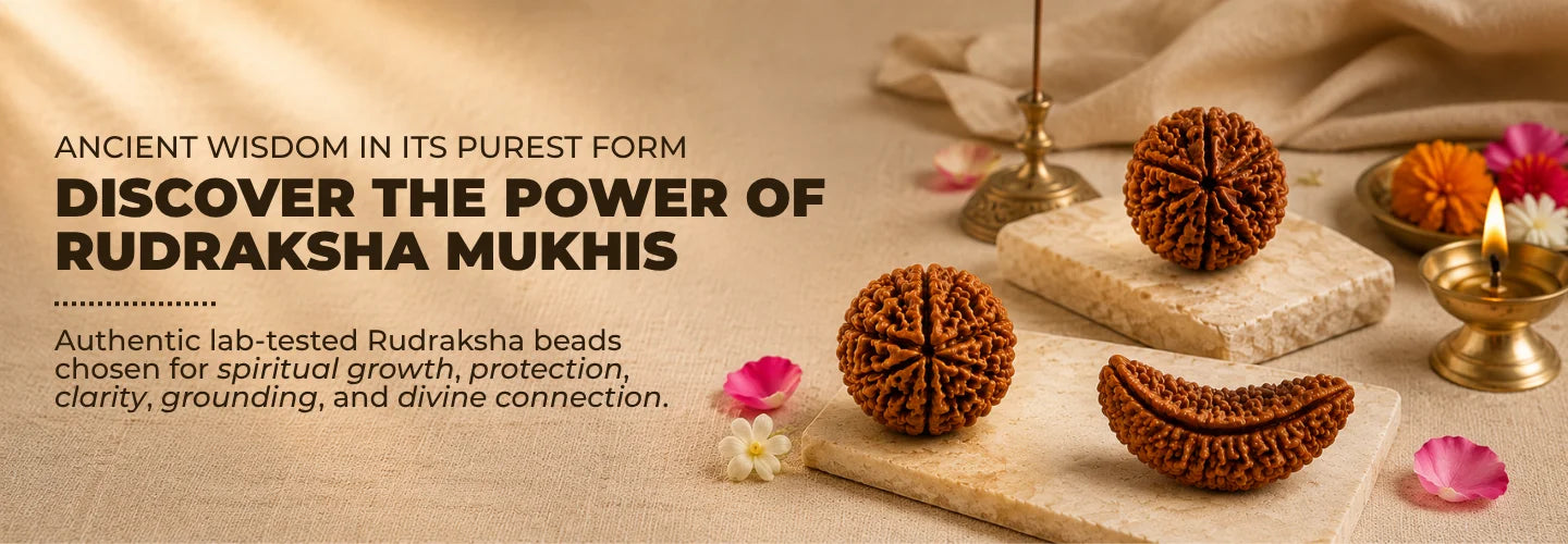 Shop authentic Mukhi Rudraksha collection by Saadhak featuring 1 Mukhi to 14 Mukhi Rudraksha beads and spiritual jewellery.
