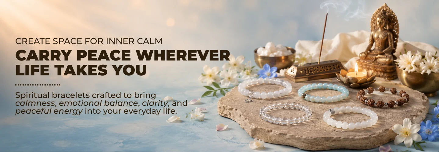 Shop spiritual jewellery for peace and inner calm by Saadhak featuring handcrafted malas, bracelets, and sacred accessories.