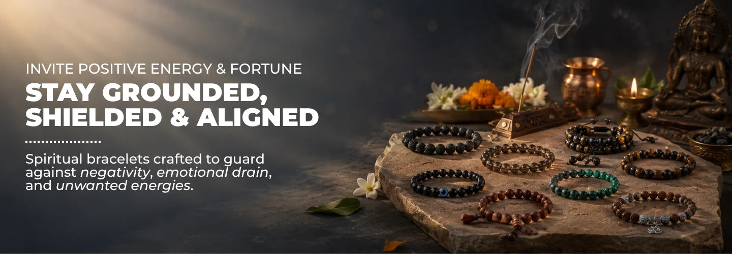 Explore spiritual jewellery for protection and positive energy by Saadhak featuring handcrafted malas, bracelets, and sacred accessories.