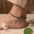 Handcrafted Pyrite anklet by Saadhak featuring natural Pyrite gemstone beads for everyday spiritual wear.