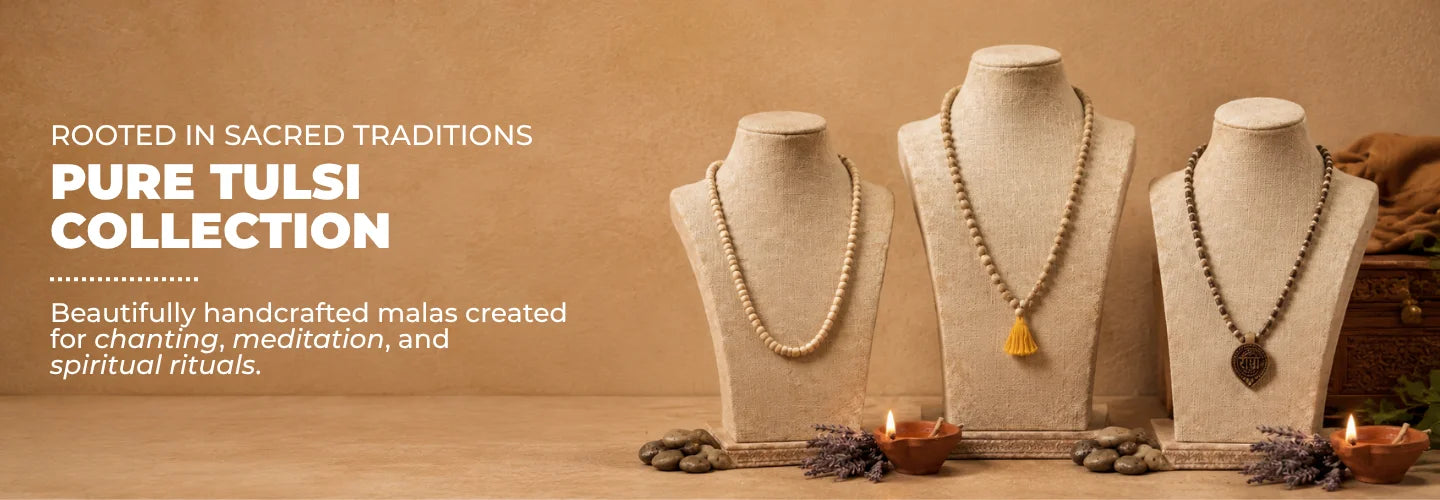 Explore Saadhak's Tulsi Collection featuring authentic Tulsi malas, Kanthimalas, and Japmalas for meditation, chanting, and spiritual practices.