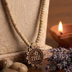 Shri Radha engraved Tulsi mala by Saadhak with sacred Tulsi beads for devotion, peace, spiritual growth, and daily wear.
