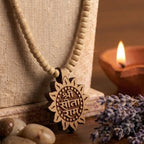 Shri Sita Ram engraved Tulsi mala by Saadhak with sacred Tulsi beads for devotion, peace, spiritual growth, and daily wear.